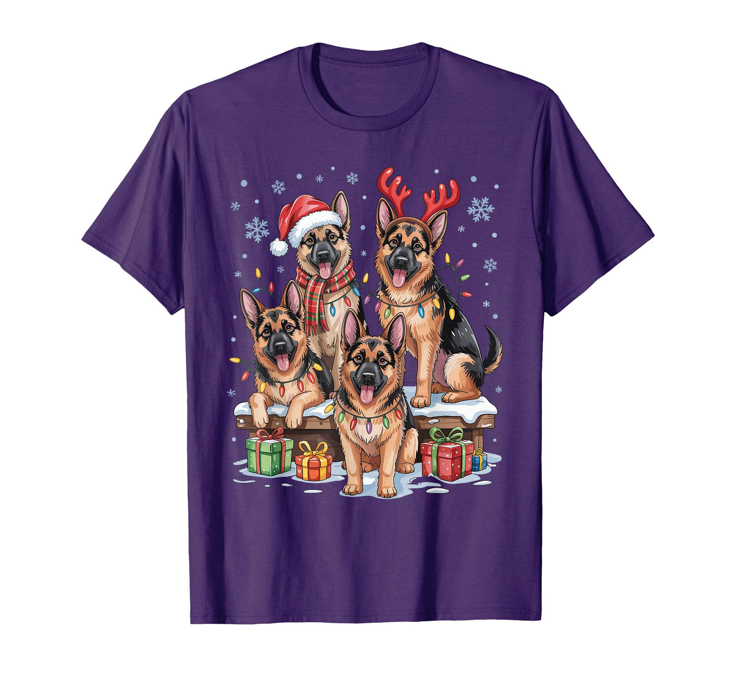 German Shepherd Christmas Puppies Dog Lovers Holiday Pajamas T-Shirt