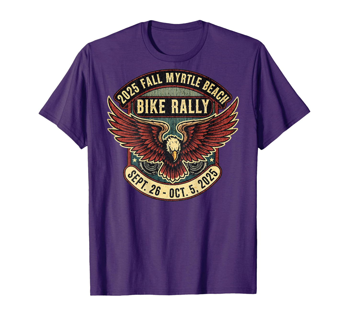 2025 Fall Myrtle Beach Bike Rally with Vintage Art ON Back T-Shirt