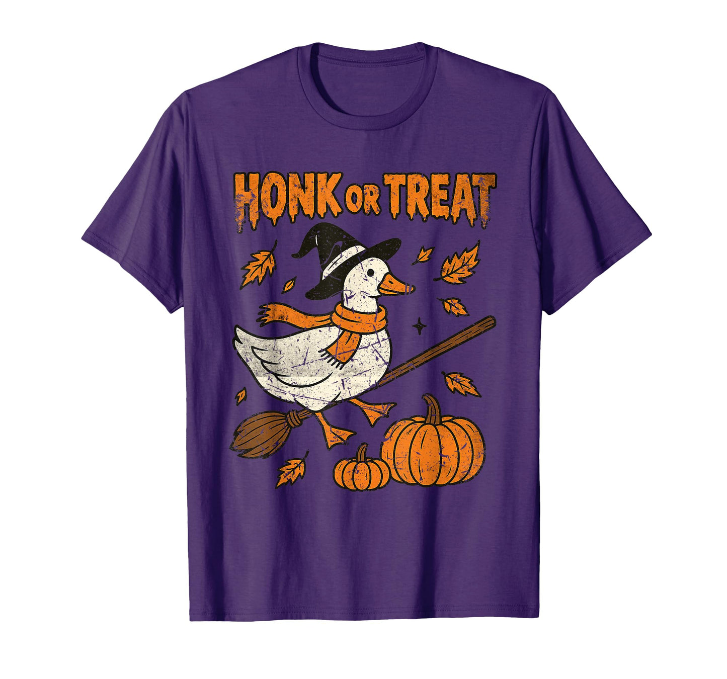 Funny Witch Halloween Goose Honk or Treat T-Shirt