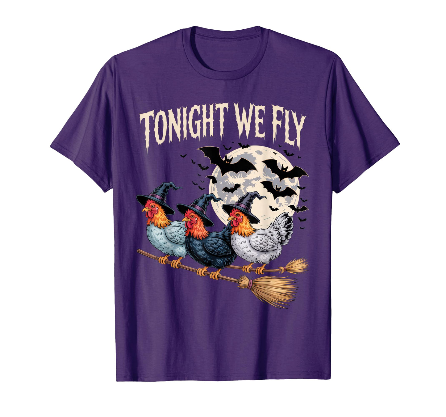 Tonight We Fly Halloween Chicken Witch Funny Costume T-Shirt