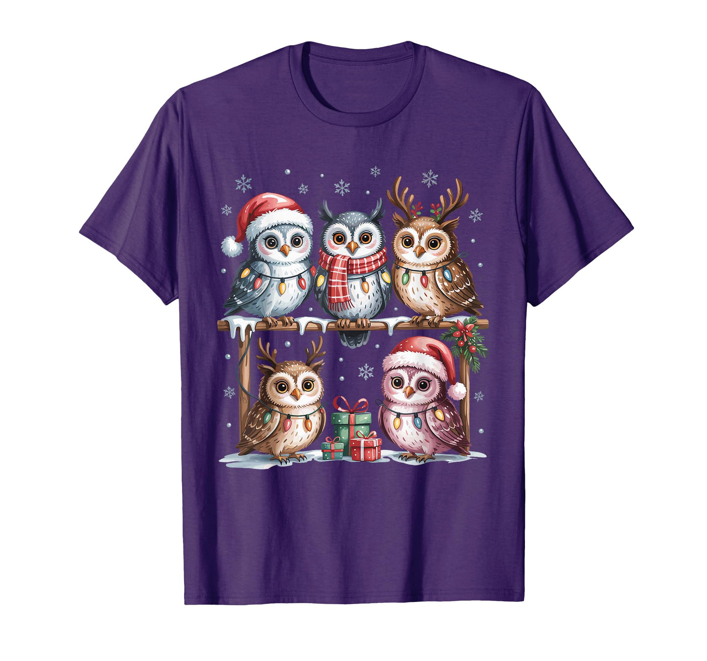 Owl Christmas Cute Bird Lovers Funny Holiday Pajamas T-Shirt
