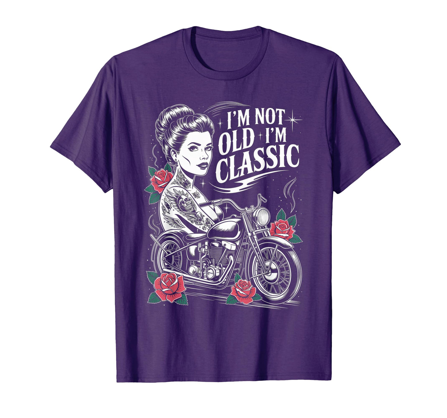 Funny Biker Women Riding Motorcycle Classic Outfit Rider T-Shirt