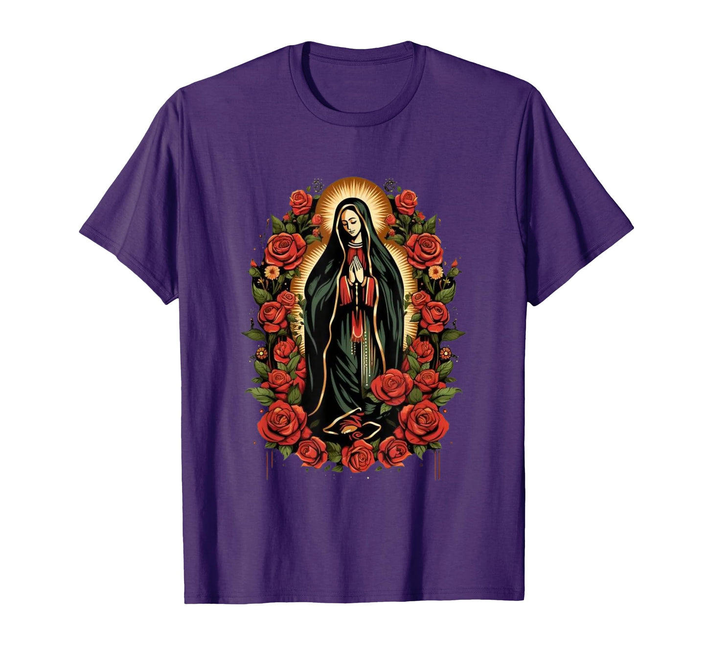 Our Lady De Guadalupe Shirt Men Women Roses T-Shirt