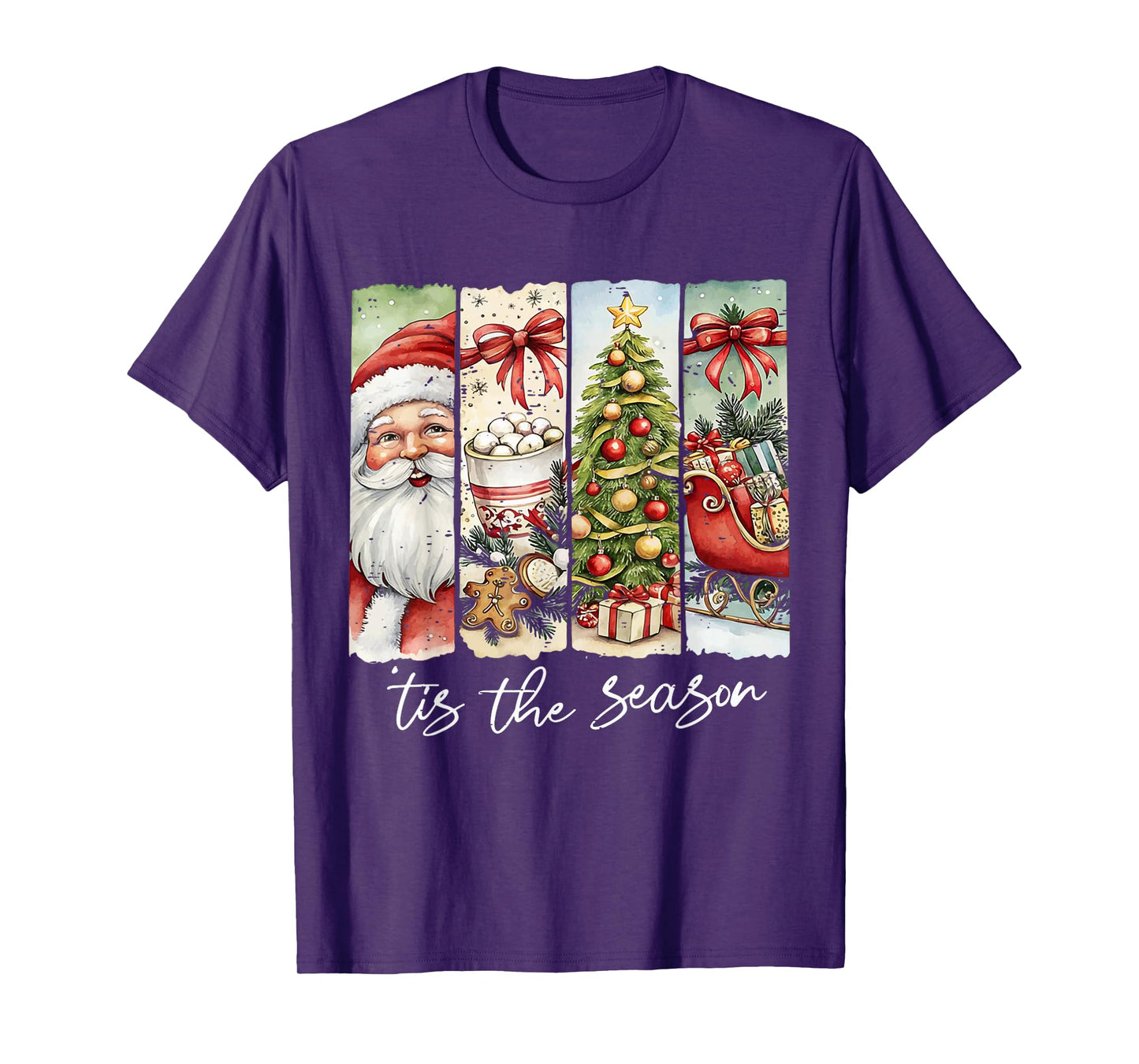 Vintage Funny Tis The Season Merry Christmas Santa Cute Xmas T-Shirt