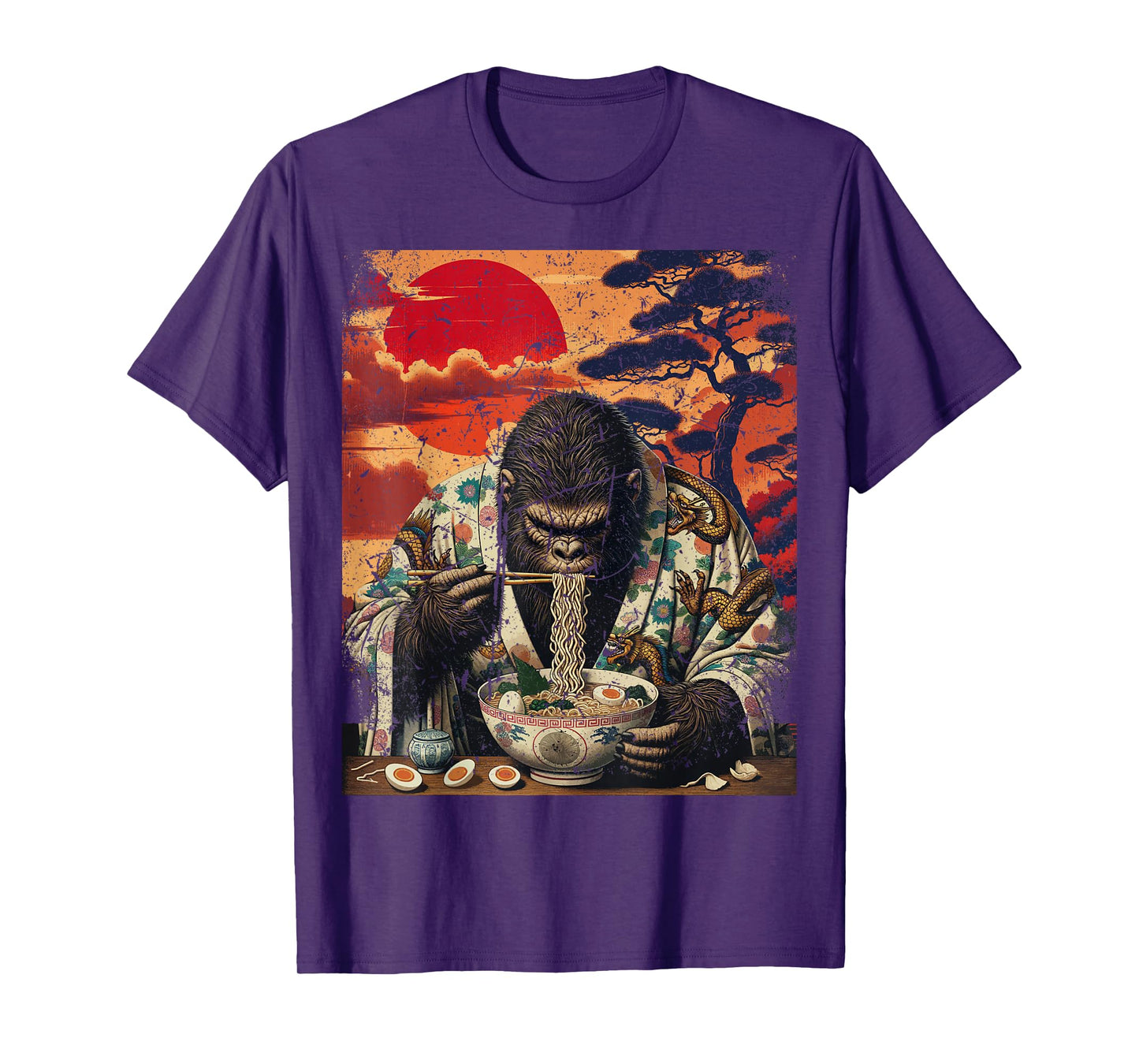 Bigfoot Sasquatch Funny Cryptid Japanese Ramen Ukiyo-e T-Shirt