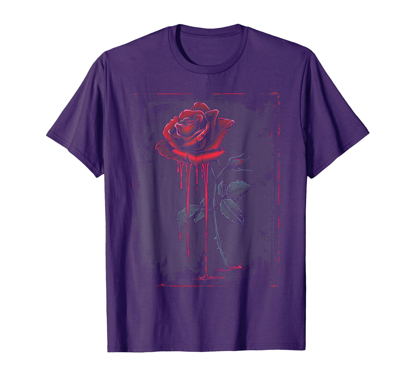 Anime Goth Withered Rose Blood Gothic Art Punk Vintage Edgy T-Shirt