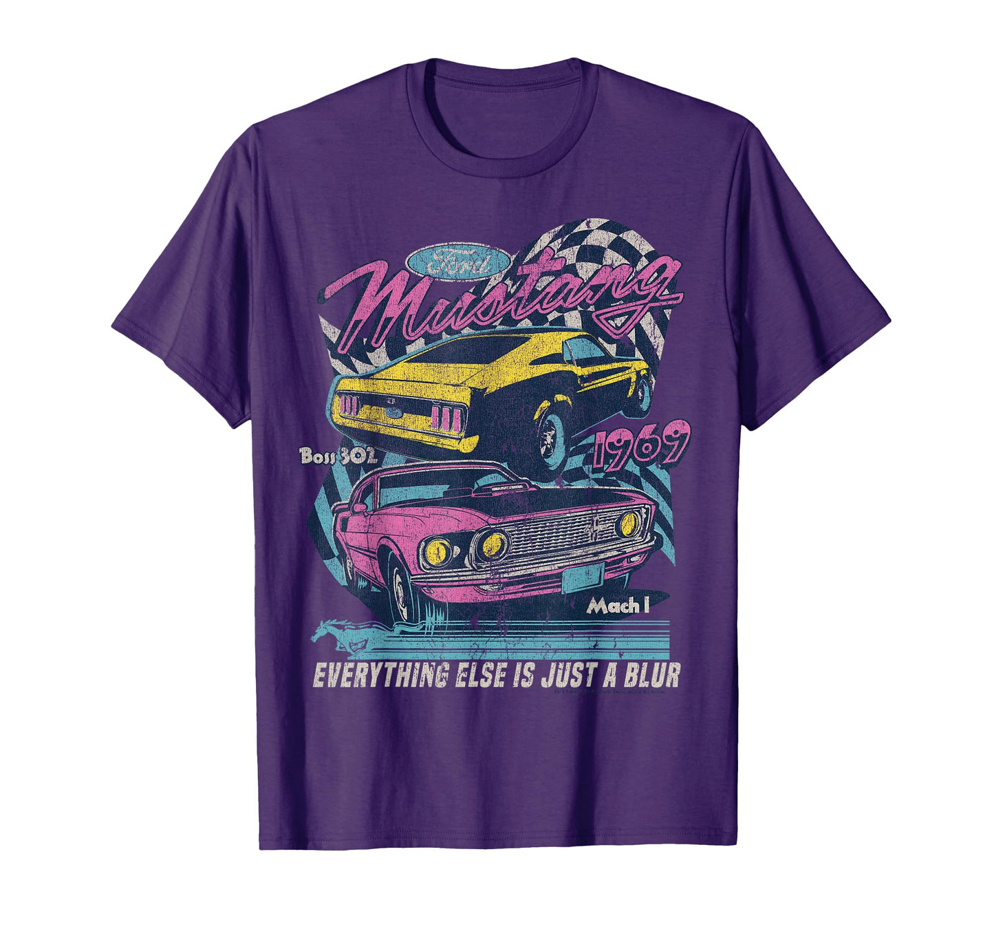 Ford - Vintage Mustang Mach 1 1969 Boss 302 Just A Blur T-Shirt