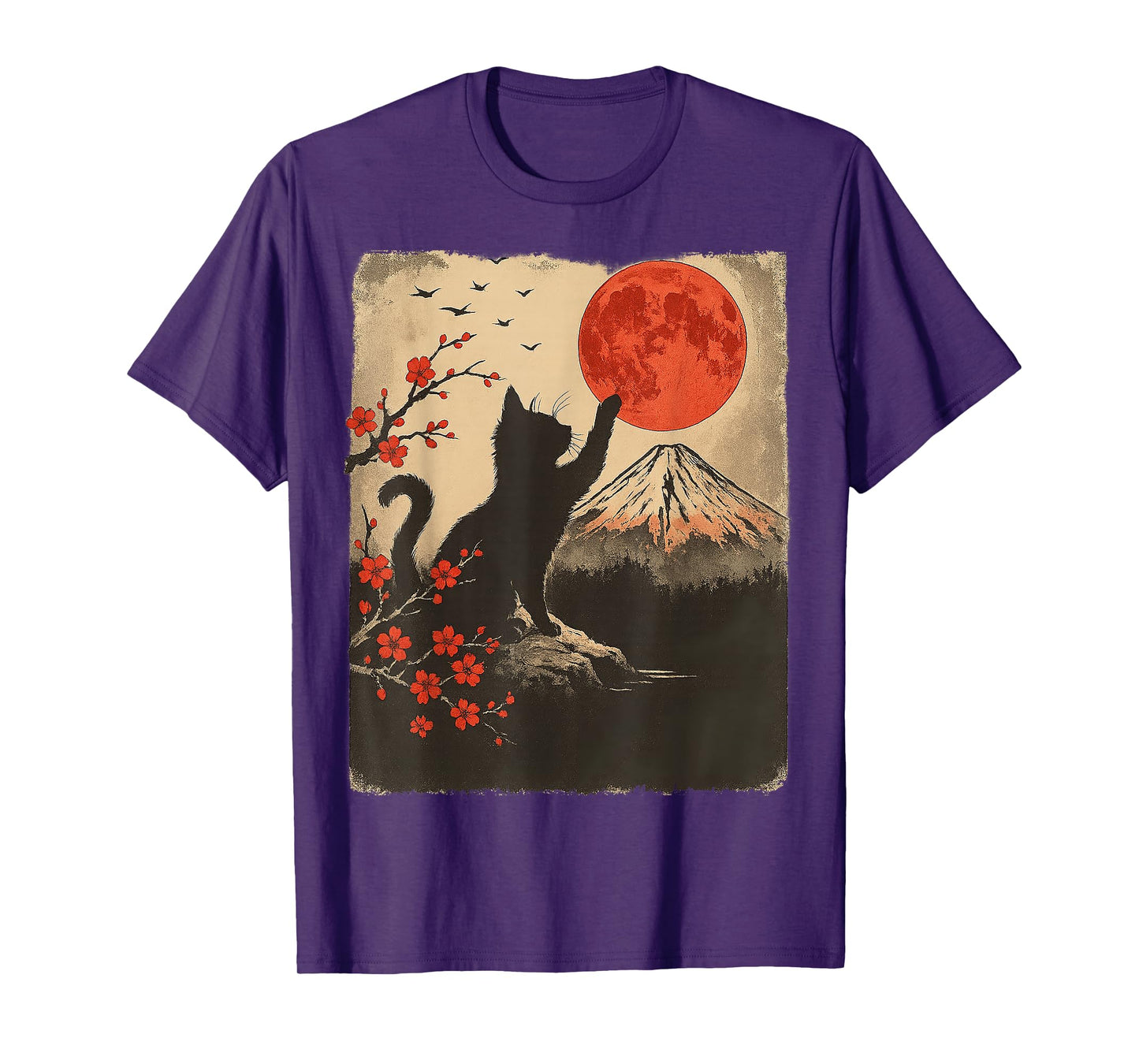 Black Cat Vintage Retro Japan Art Japanese Theme Gifts Anime Men Women Kids T-Shirt