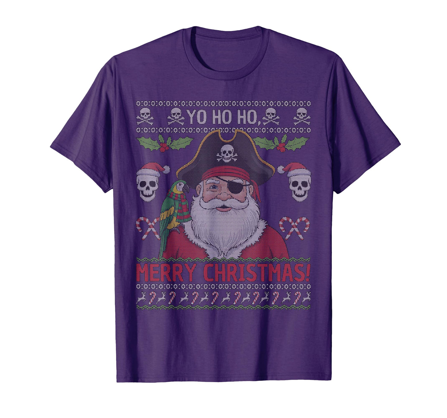 Santa Pirate Merry Christmas Funny Ugly Christmas T-Shirt