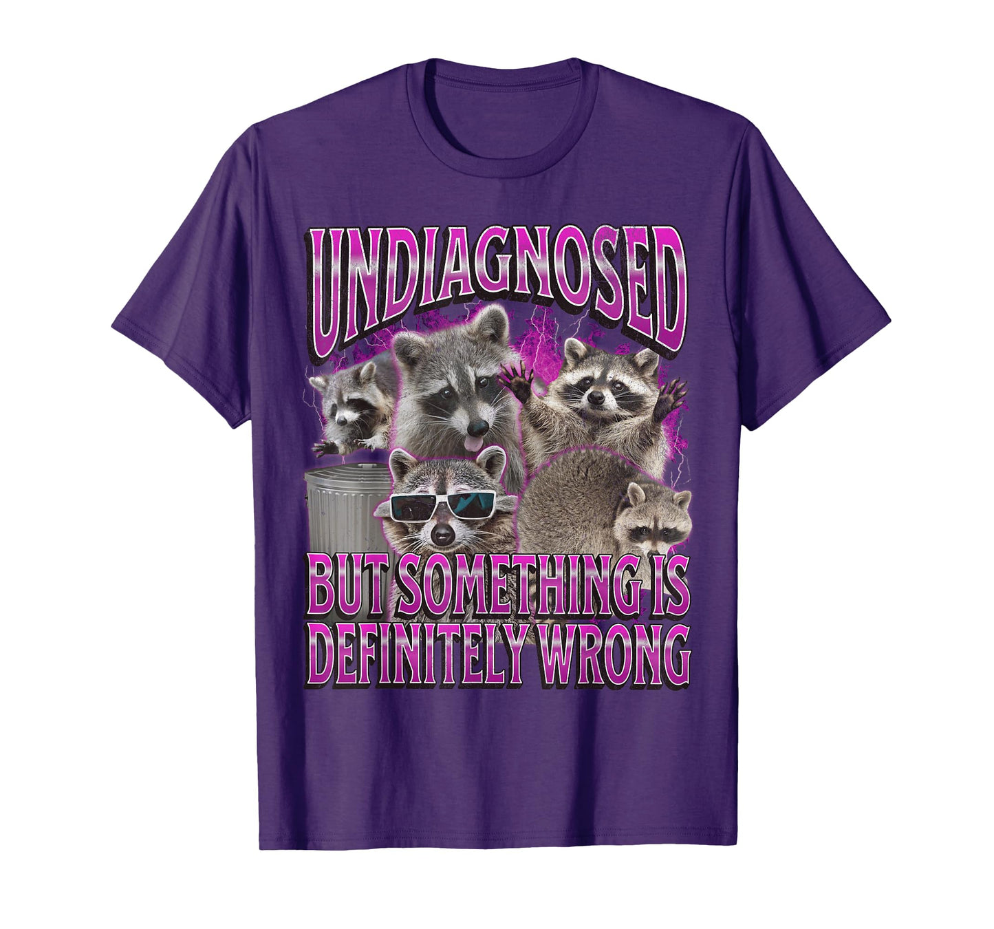 MildlyPerturbed Unisex-Adults Retro Funny Raccoon Meme T-Shirt, Black, Small, Short Sleeve