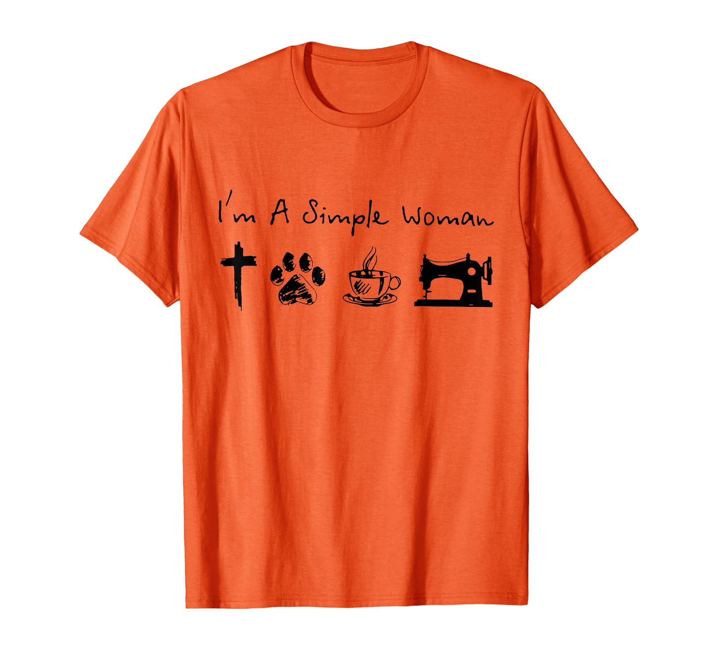 I'm A Simple Woman Jesus Dogs Cats Coffee Sewing Quilting T-Shirt