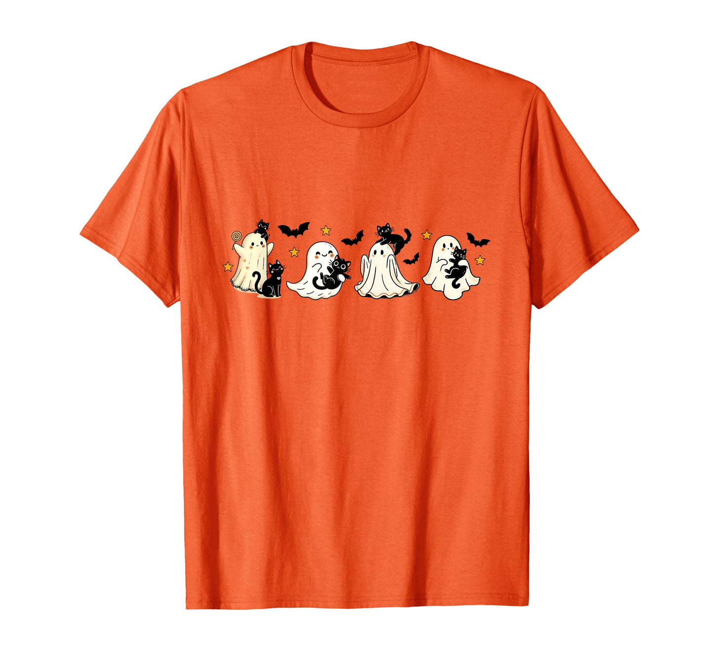 Cute Black Cat Ghost Halloween Ghost Holding Black Cat Women T-Shirt
