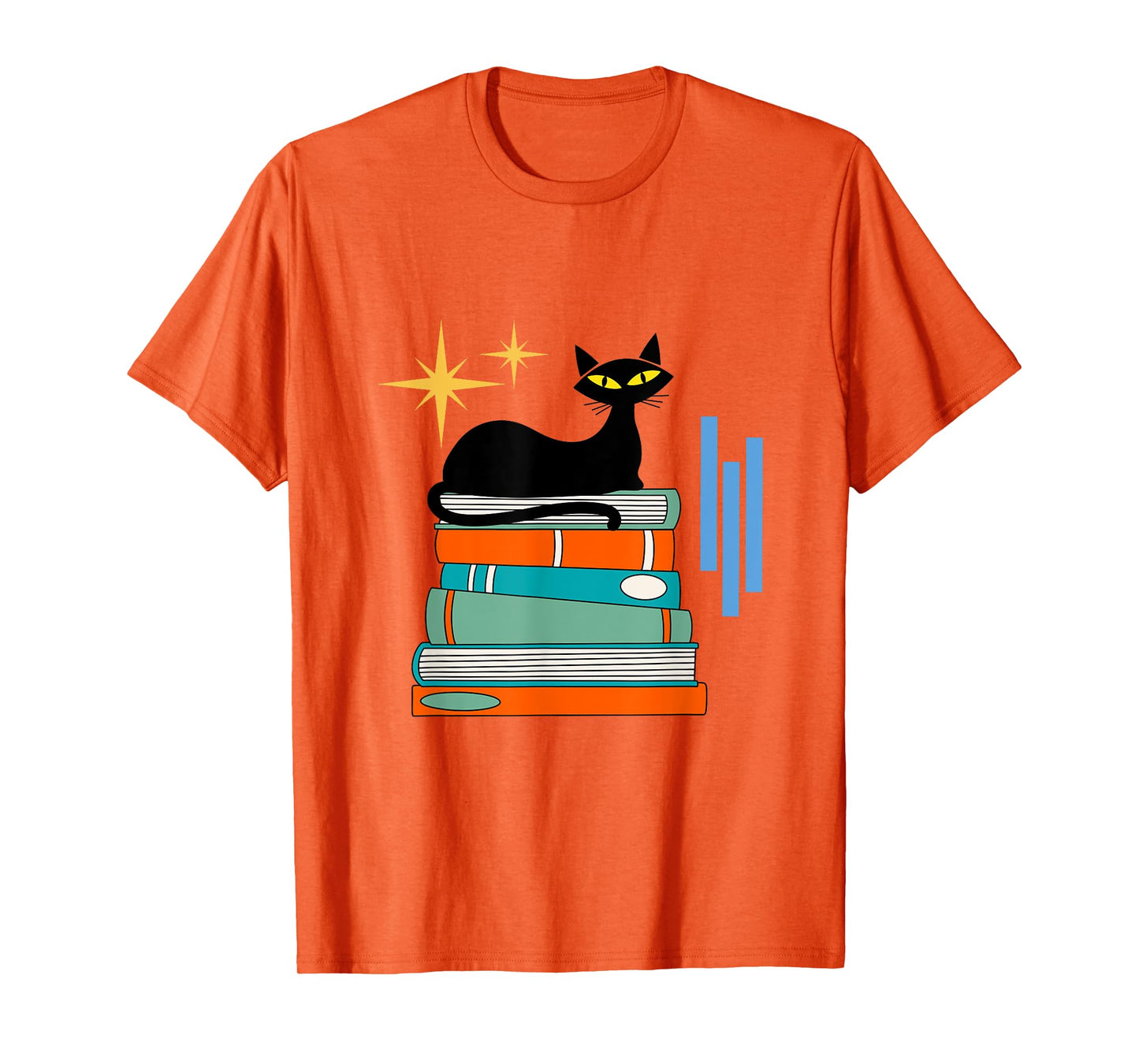 Cat and Books Retro Midcentury Mid Century Aesthetic T-Shirt