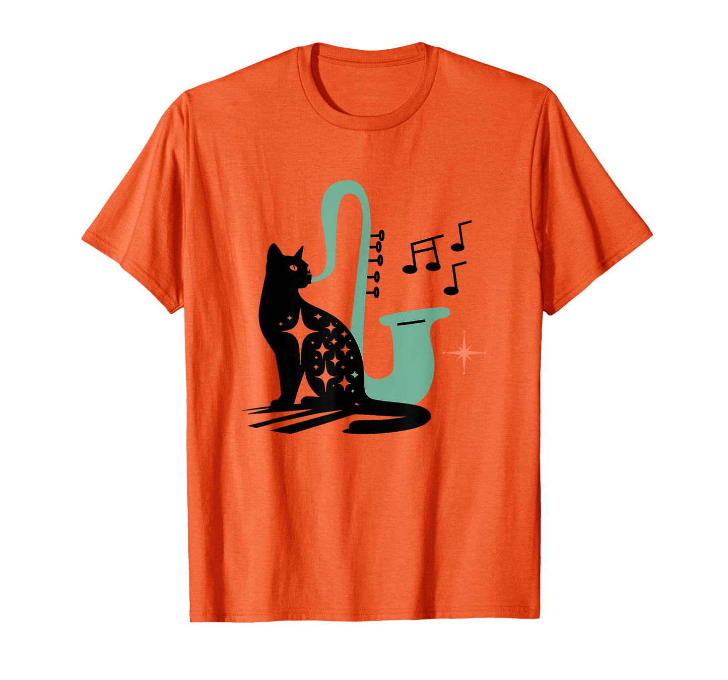 Retro Musical Cat Saxophone Midcentury Modern Mid Century T-Shirt