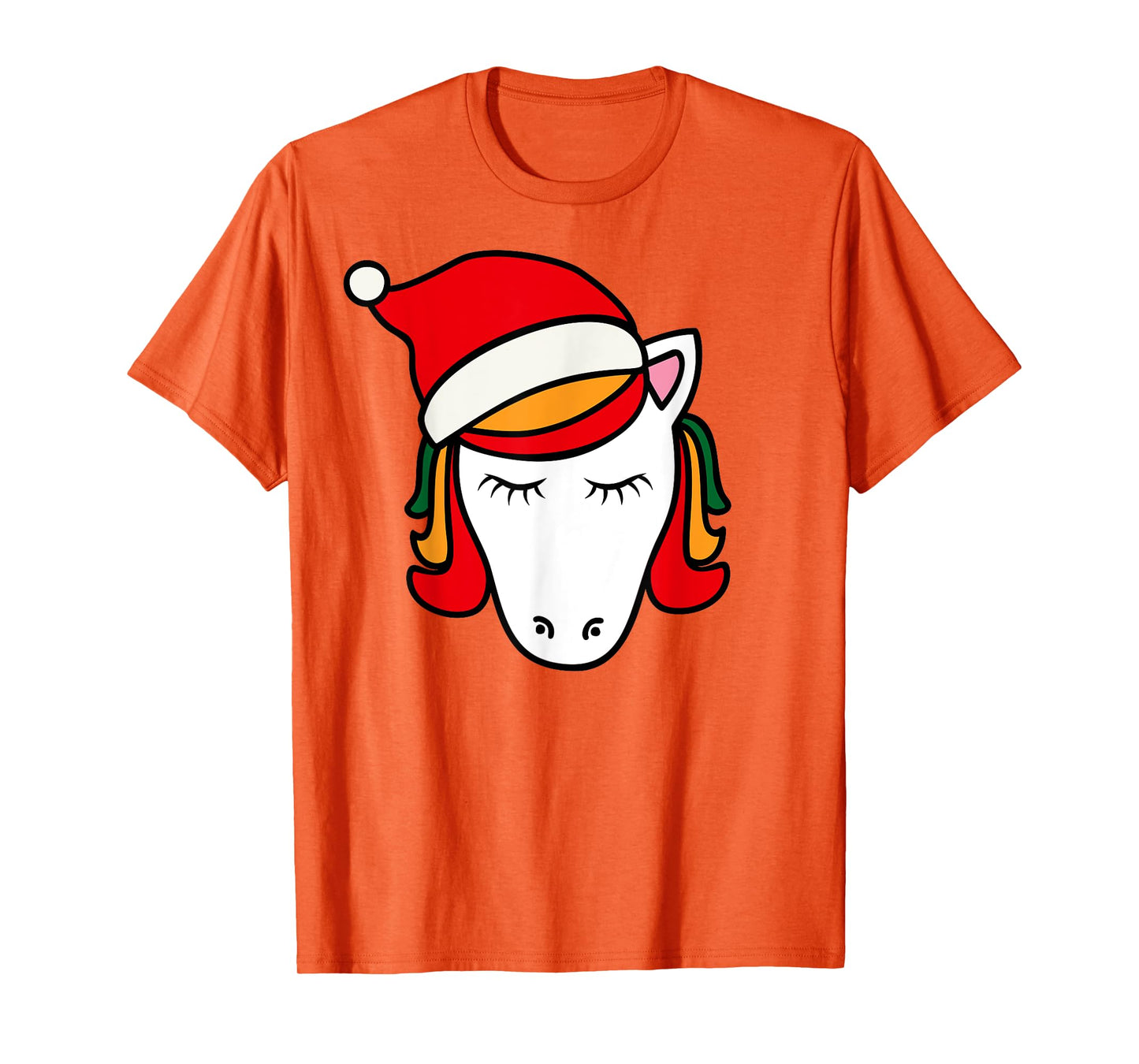 Unicorn with Santa Hat Cute Christmas Costume T-Shirt