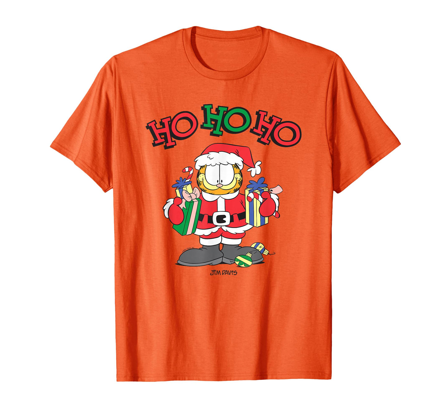 Garfield Ho Ho Ho Santa with Gifts Funny Christmas Holiday T-Shirt