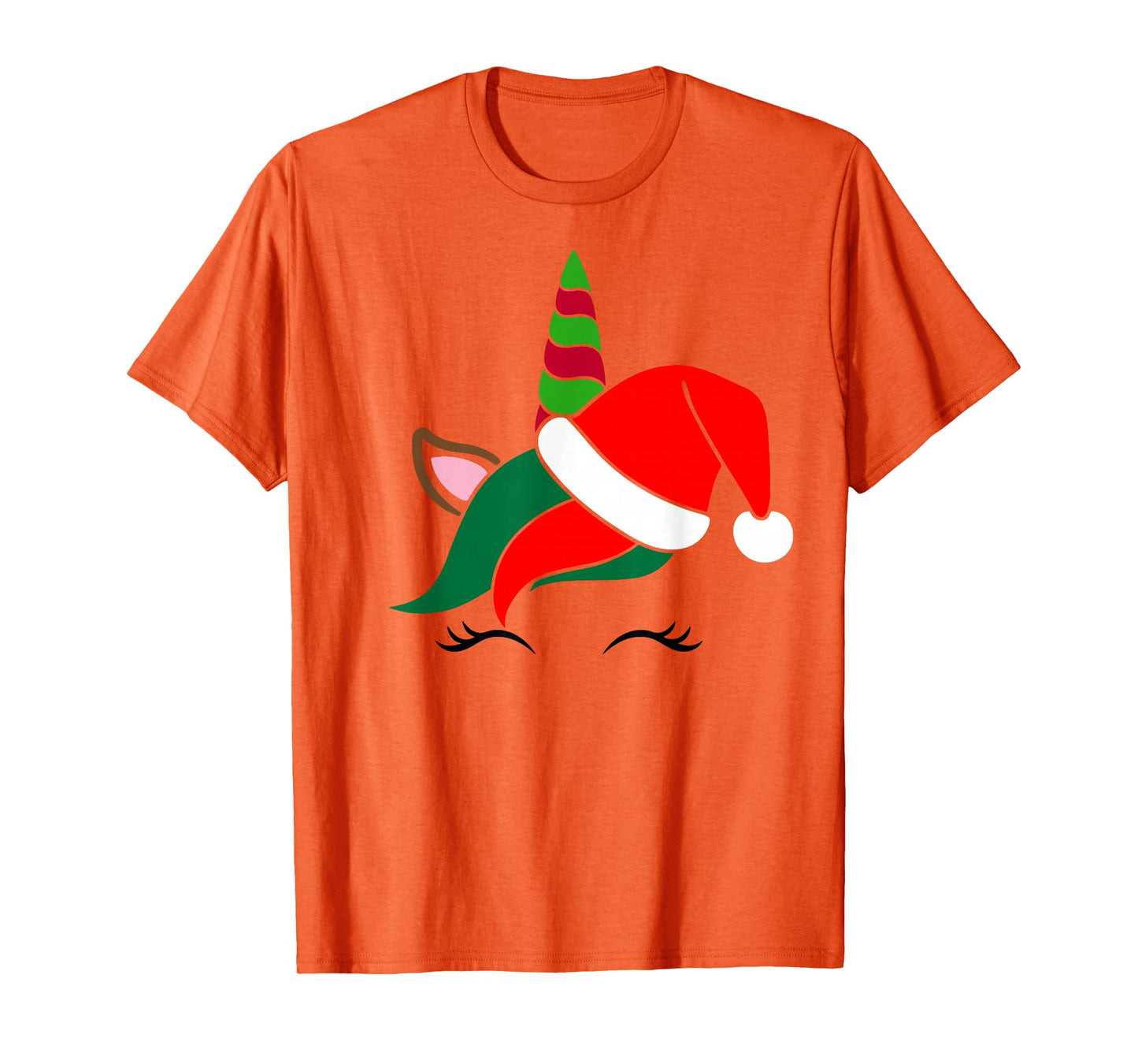 Unicorn Reindeer Face with Santa Hat Cute Christmas Costume T-Shirt