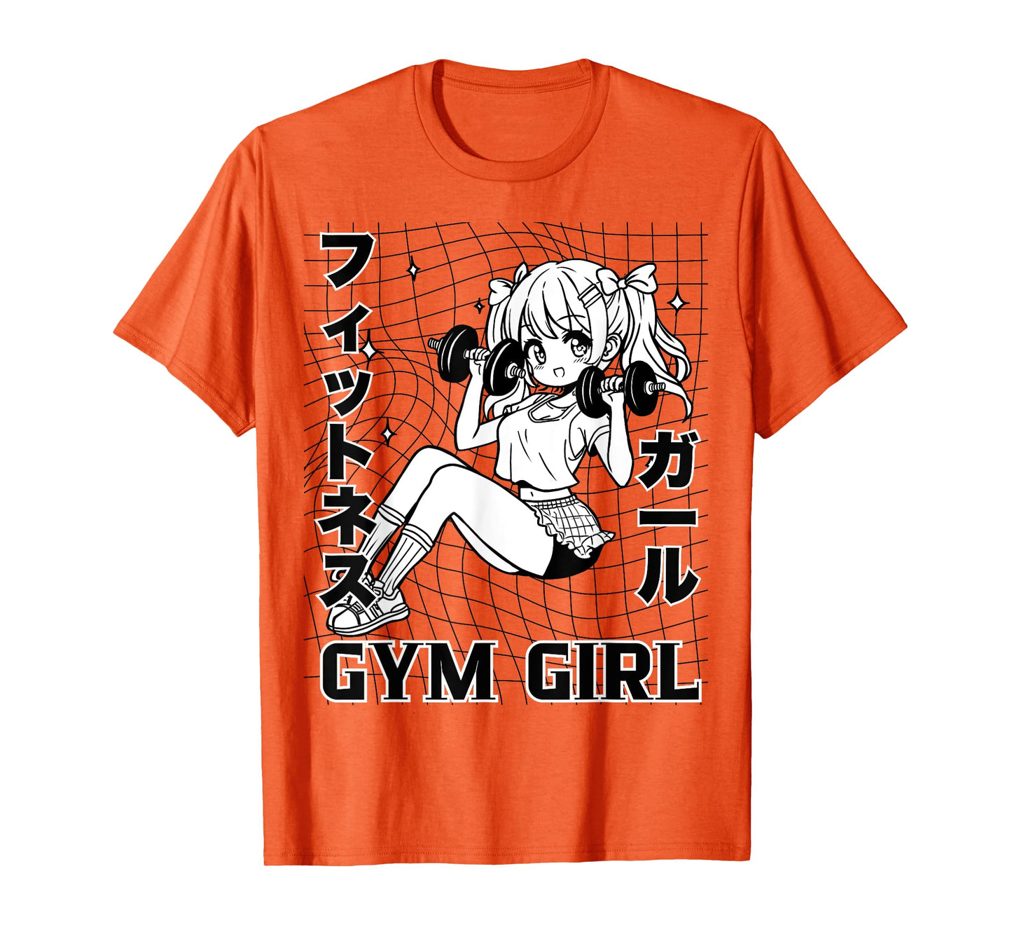 Cute Anime Gym Girl Dumbbells Workout Otaku Fitness Weeaboo T-Shirt