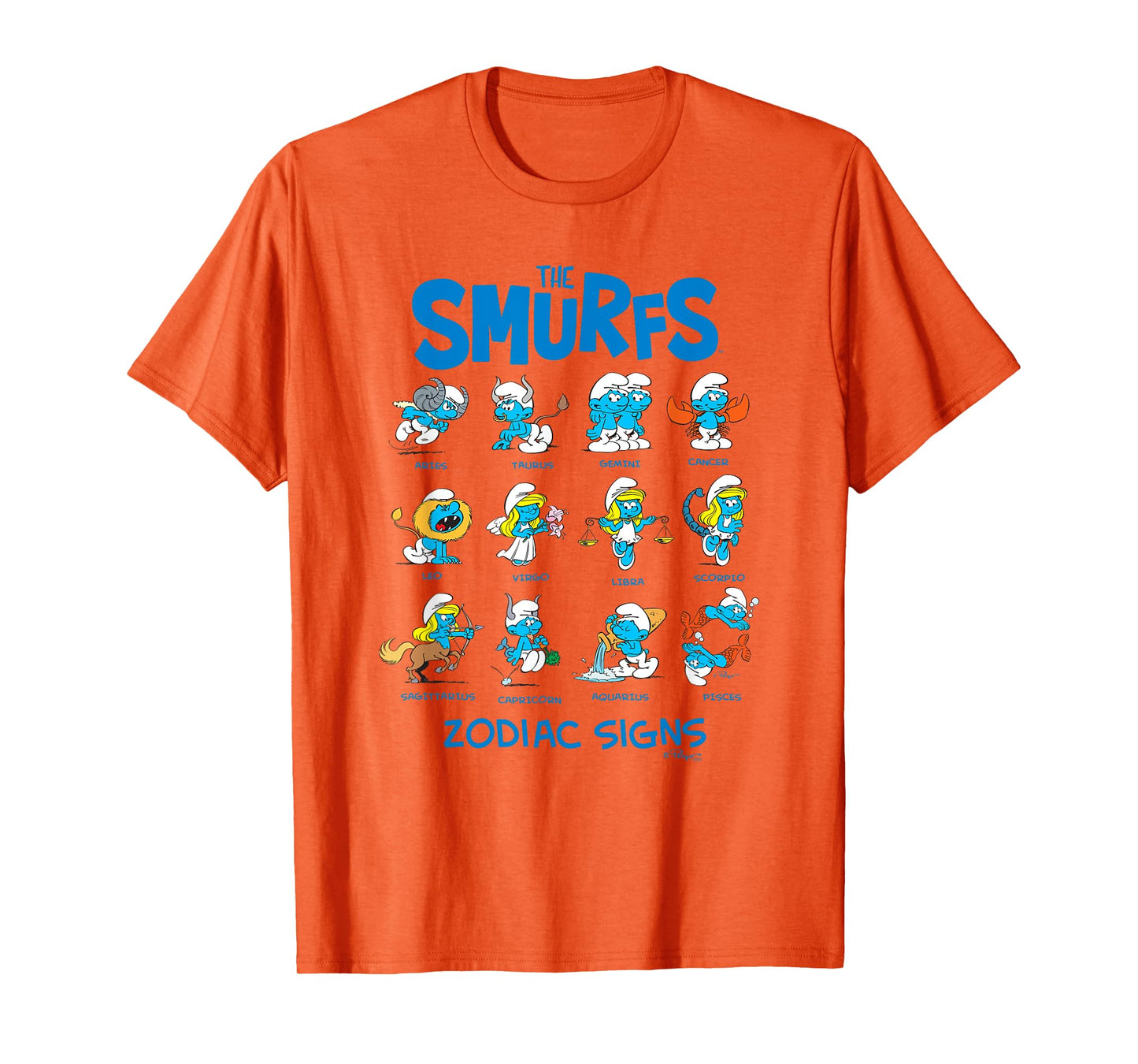 The Smurfs Zodiac Signs Cute Retro Cartoon T-Shirt