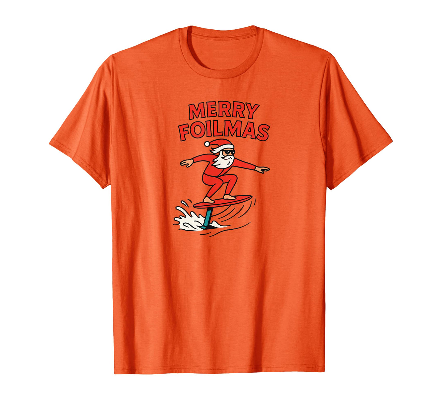 Merry Foilmas Santa Claus Hydrofoiling Christmas Design T-Shirt