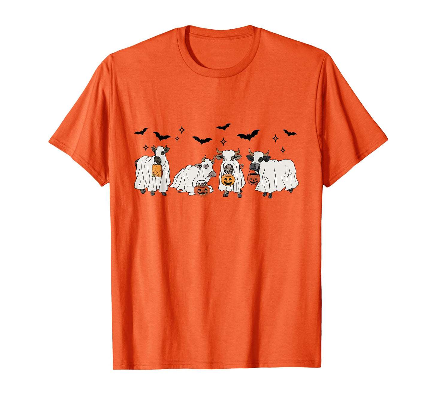 Fall Cow Trick Or Treat Halloween Ghost Cow Farm Cow Lover T-Shirt