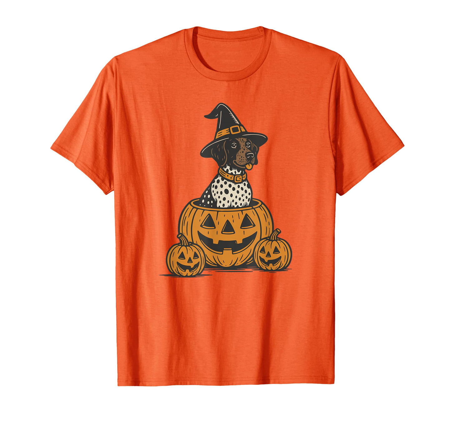 Retro German Shorthaired Pointer Halloween Dog in Pumpkins T-Shirt