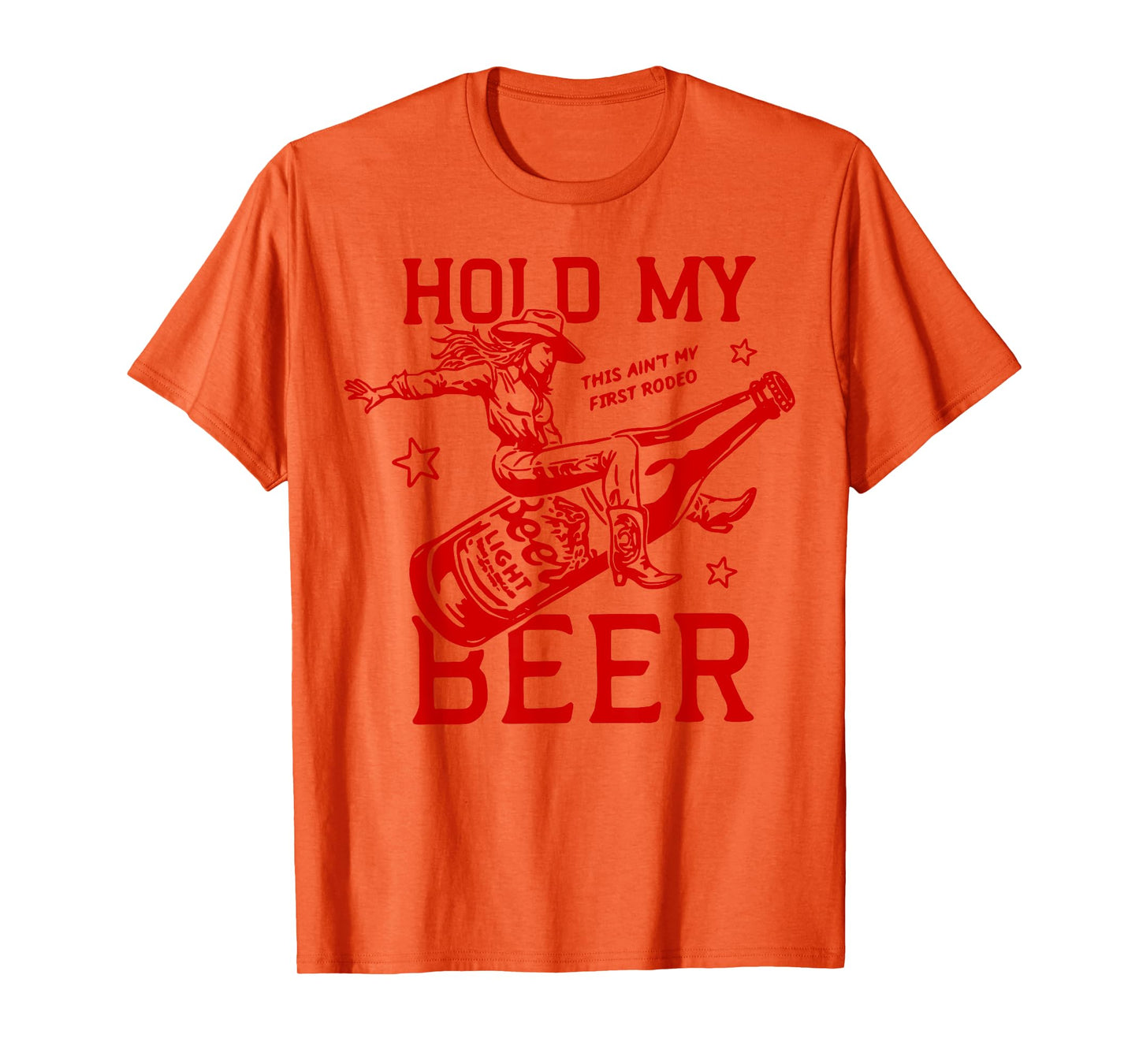 Funny Hold Beer Western Graphic Girl Women T-Shirt