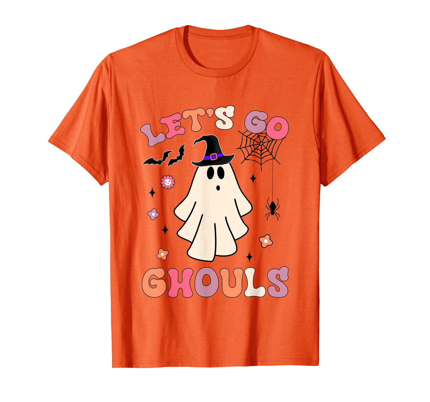 Funny Ghost Spooky Halloween Costume Groovy Let's Go Ghouls T-Shirt