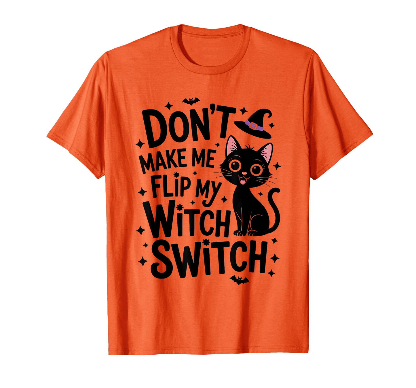 Funny Black Cat Witch Switch Humor Vintage Halloween T-Shirt