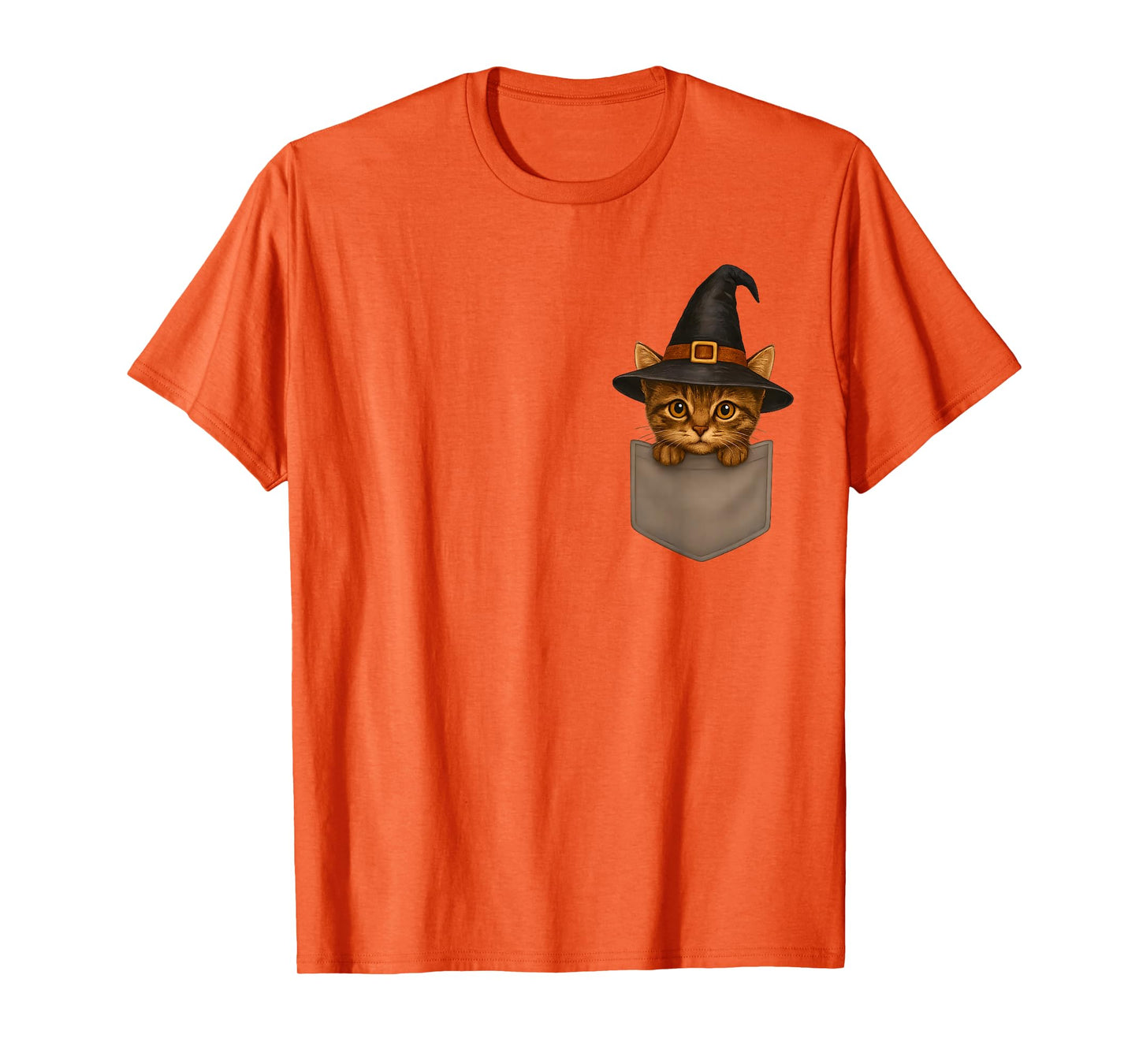 Cute Witch Cat in Pocket Funny Halloween Costume Cat Lover T-Shirt