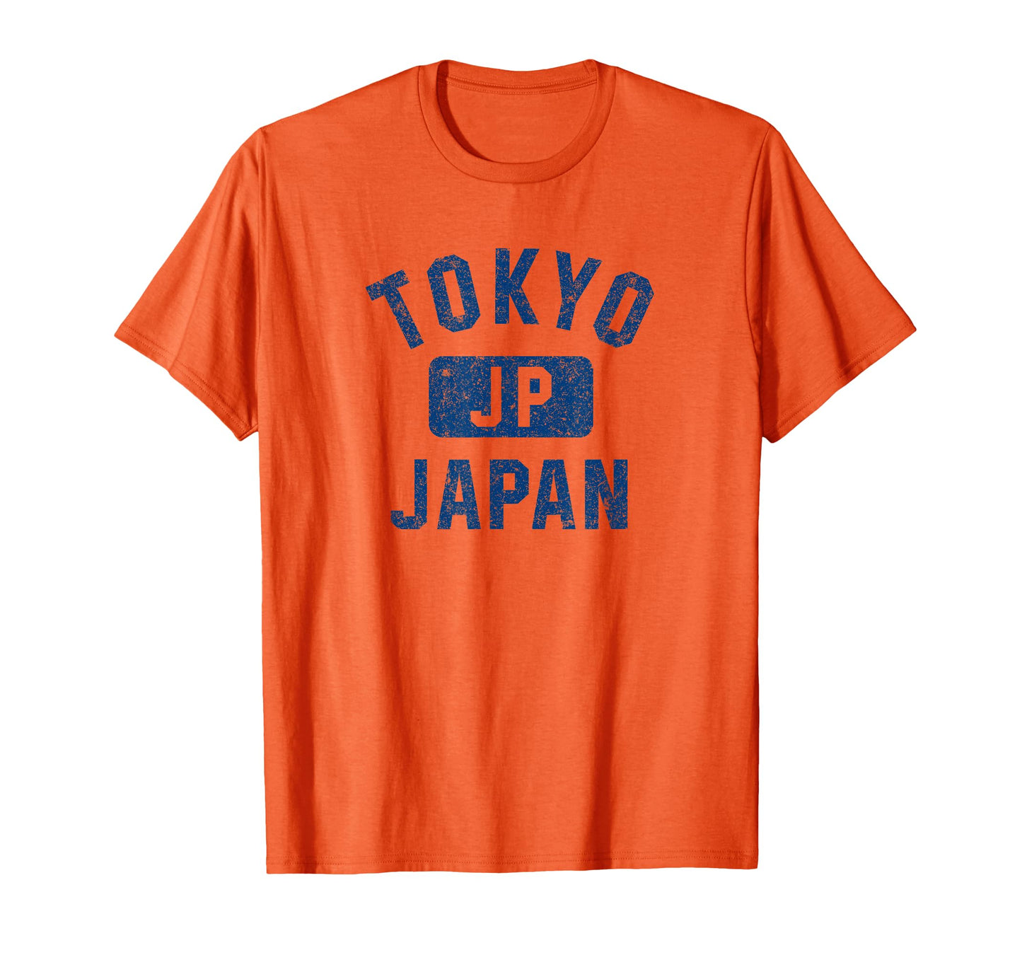 Tokyo Japan Gym Style Distressed Dark Blue Print T-Shirt