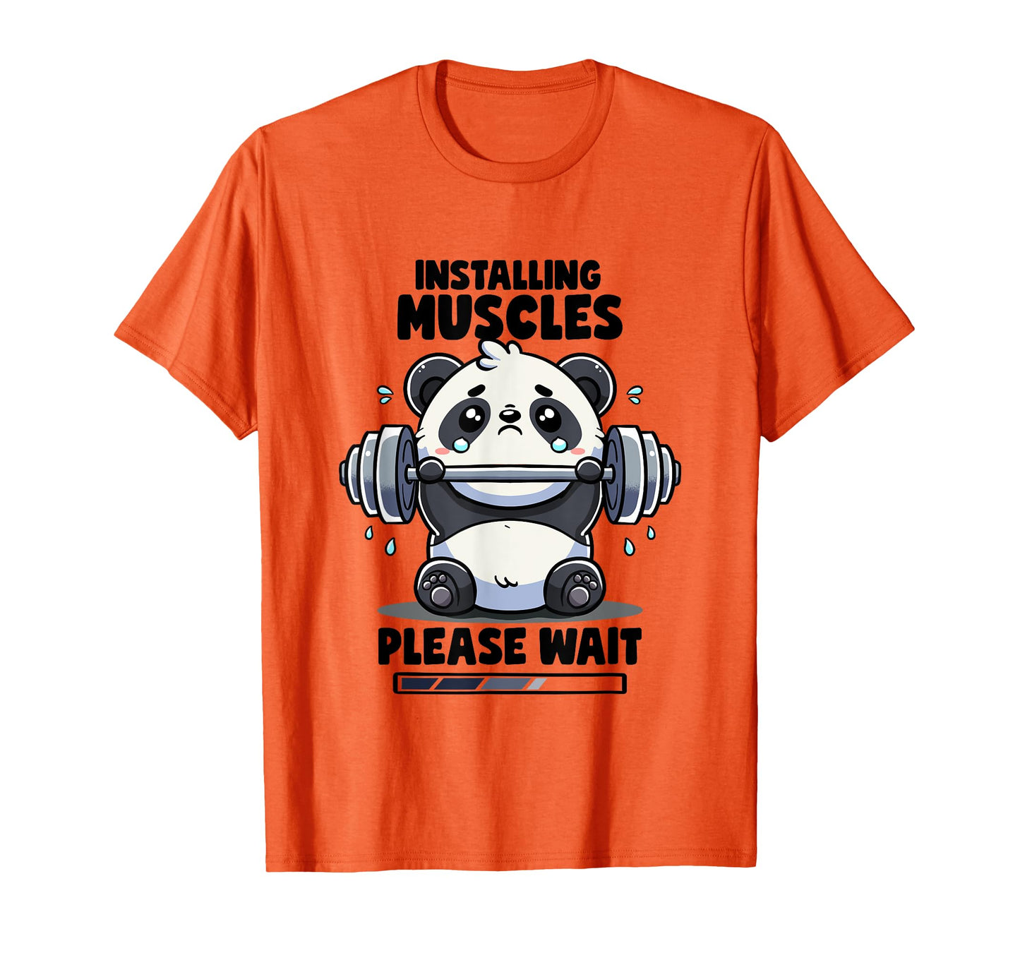 Installing Muscles Please Wait Panda Lifting Gym Quote Panda T-Shirt