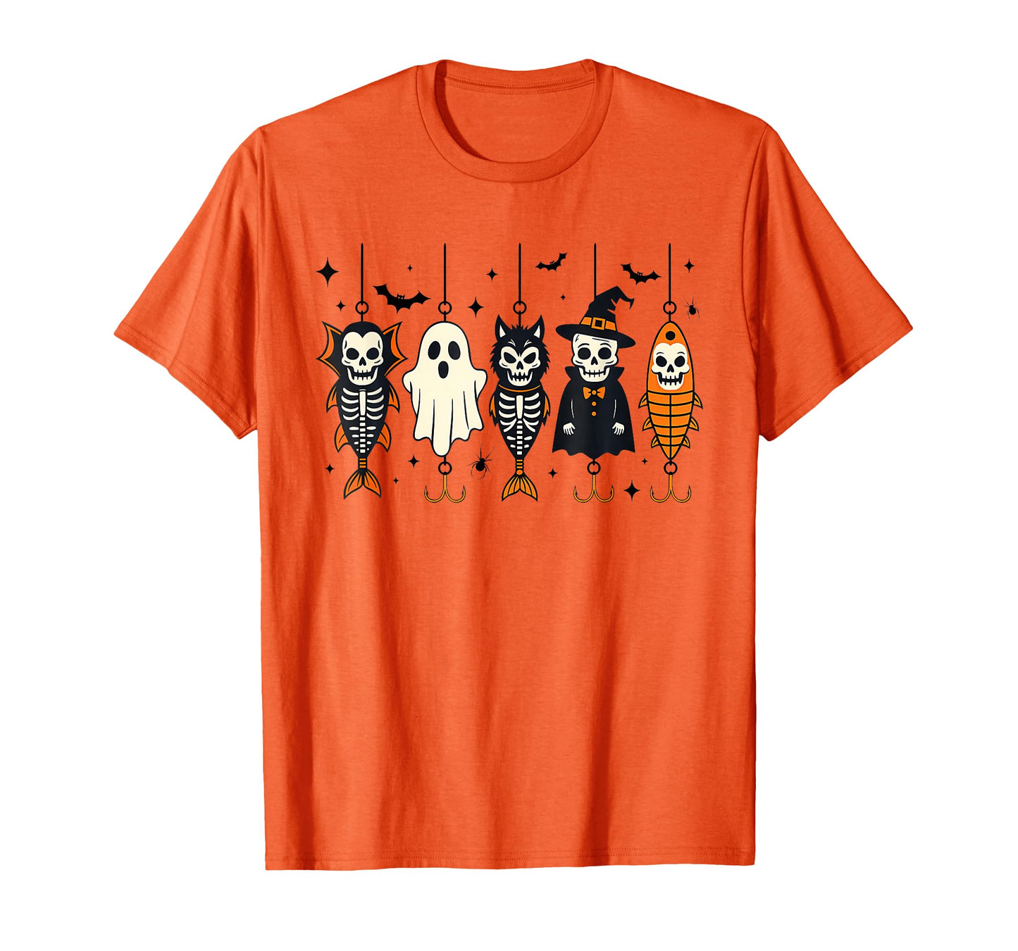 Funny Spooky Fisherman Halloween Skeleton Fishing Lures T-Shirt
