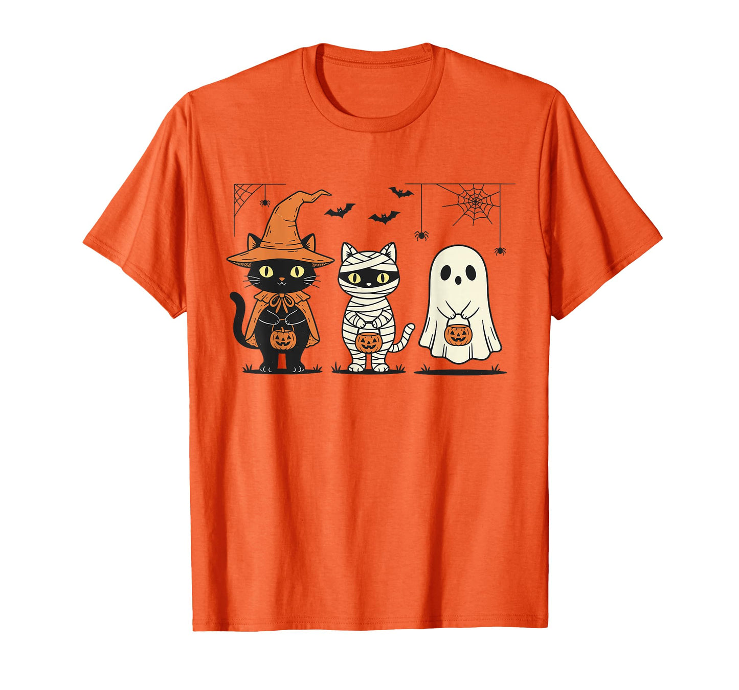 Halloween Black Cat Witch Ghost Pumpkin Women Men Kids T-Shirt