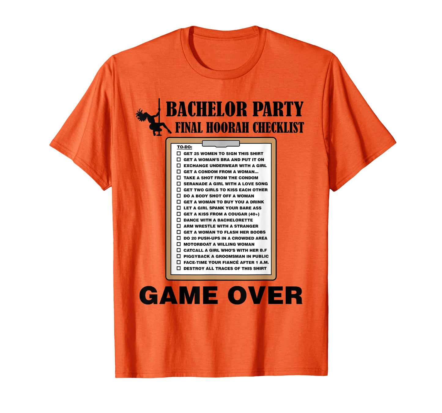 Mens Bachelor Party Checklist Funny Challenge T-Shirt for Grooms T-Shirt