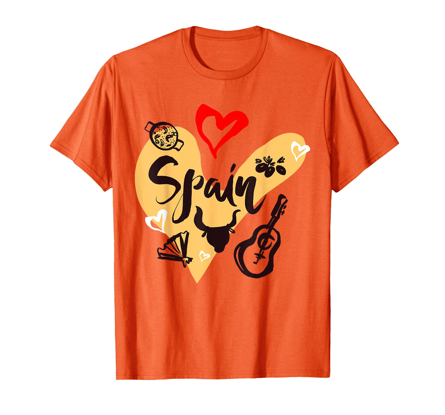 I Love Spain, Cool Spain Doodles Illustration Graphic Design T-Shirt