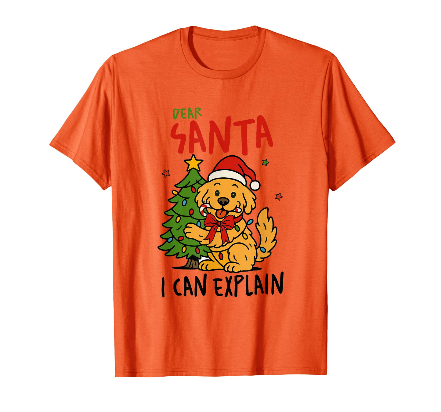 Dear Santa I Can Explain Funny Dog Christmas Tree Cute Xmas T-Shirt