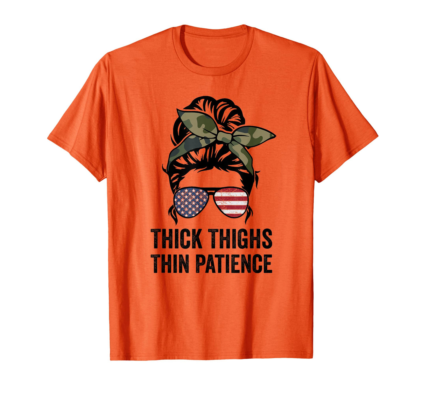 Thick Thighs Thin Patience, Fitness Messy Bun Ladies Workout T-Shirt