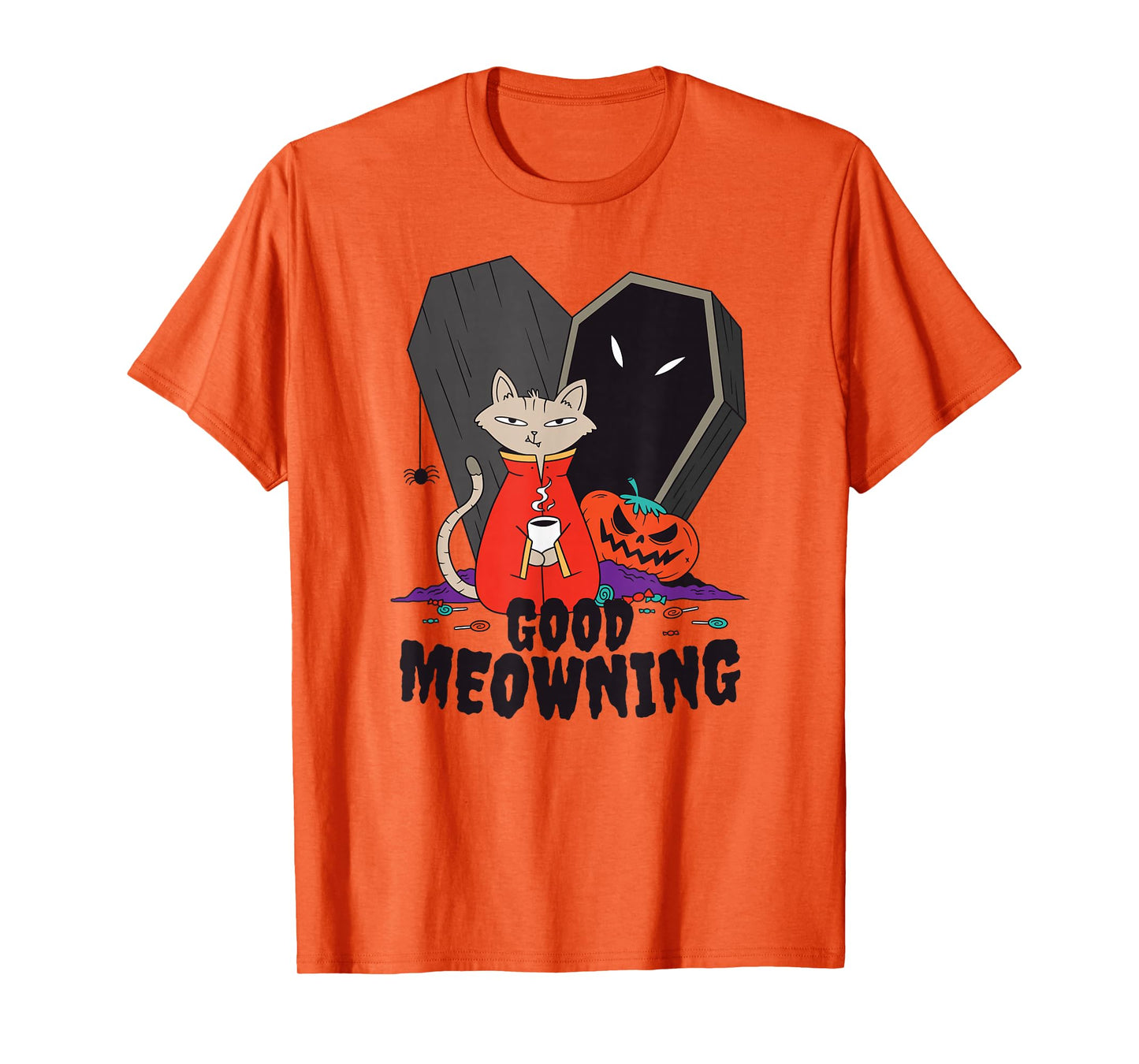Good Meowning Vampire Halloween Cat T-Shirt