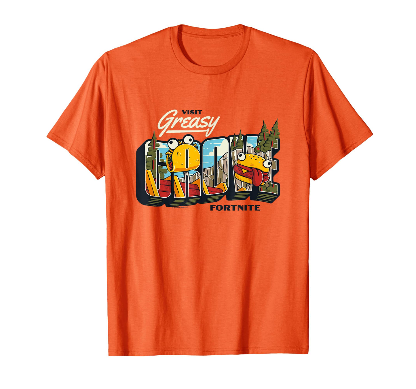 Fortnite Visit Greasy Grove Burr Burger Big Chest Poster T-Shirt