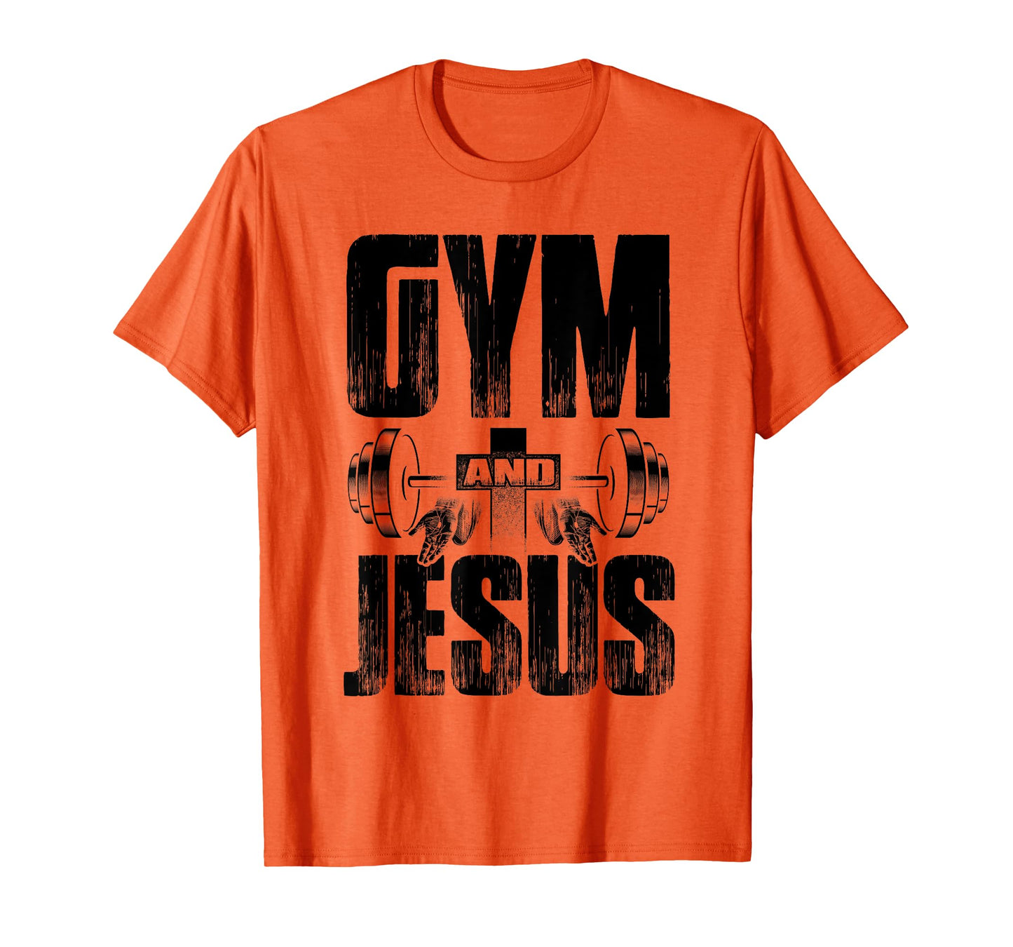 Religious Workout Gym & Jesus Barbell Lifting Weights Cross T-Shirt
