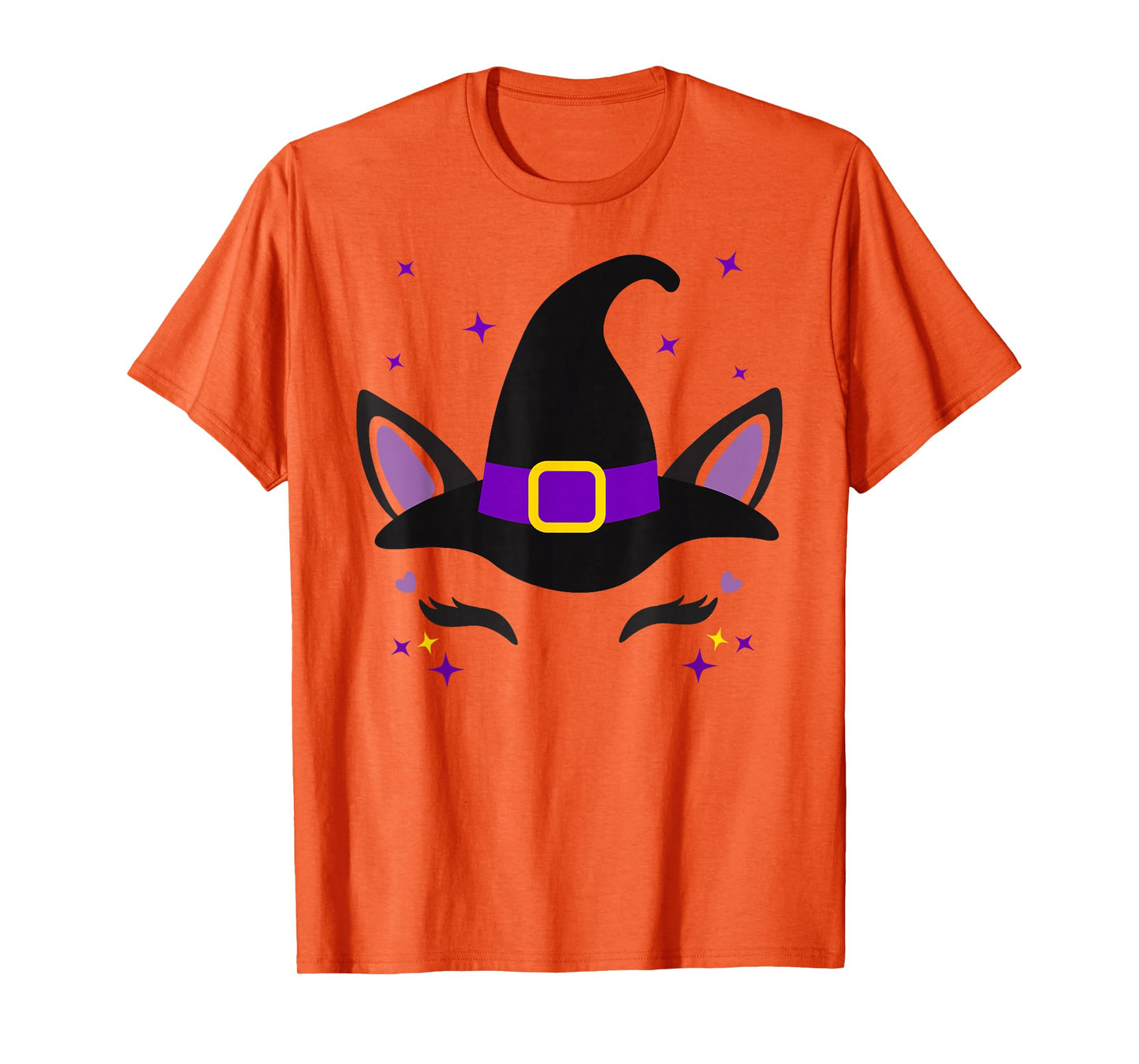 Unicorn Face Eyelashes Scary Witch Hat Halloween Costume T-Shirt