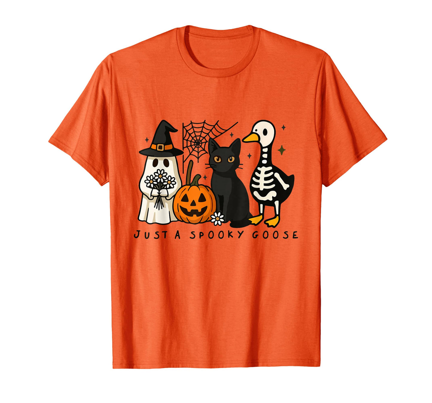 Just A Spooky Goose Halloween Silly Goose Black Cat Spooky T-Shirt