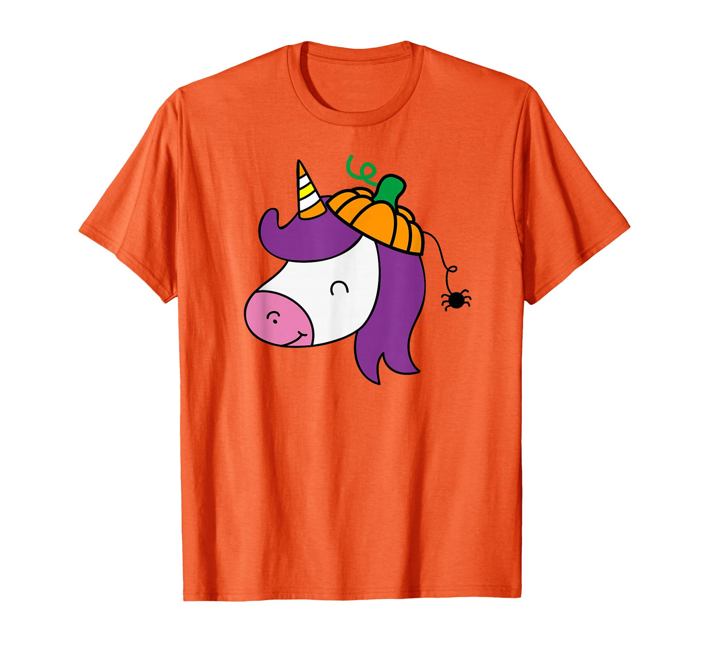 Unicorn Smile Face Head Pumpkin Spider Halloween Costume T-Shirt