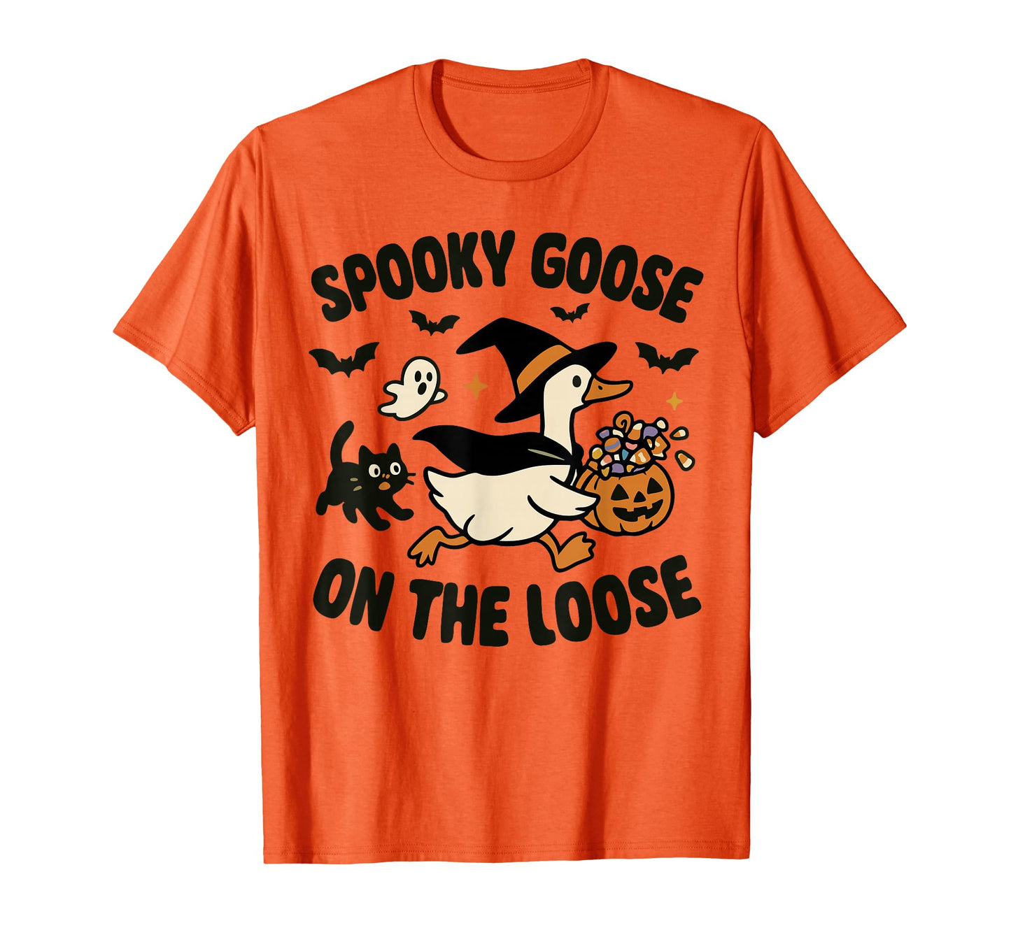 Spooky Goose On The Loose Goose Witch Animal Halloween T-Shirt