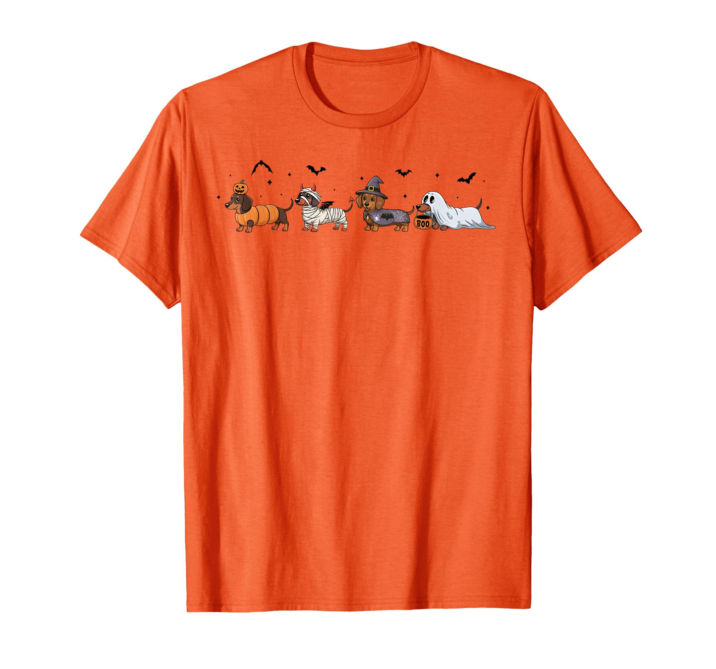 Dachshund Dog Witch Happy Halloweenie Spooky Season T-Shirt