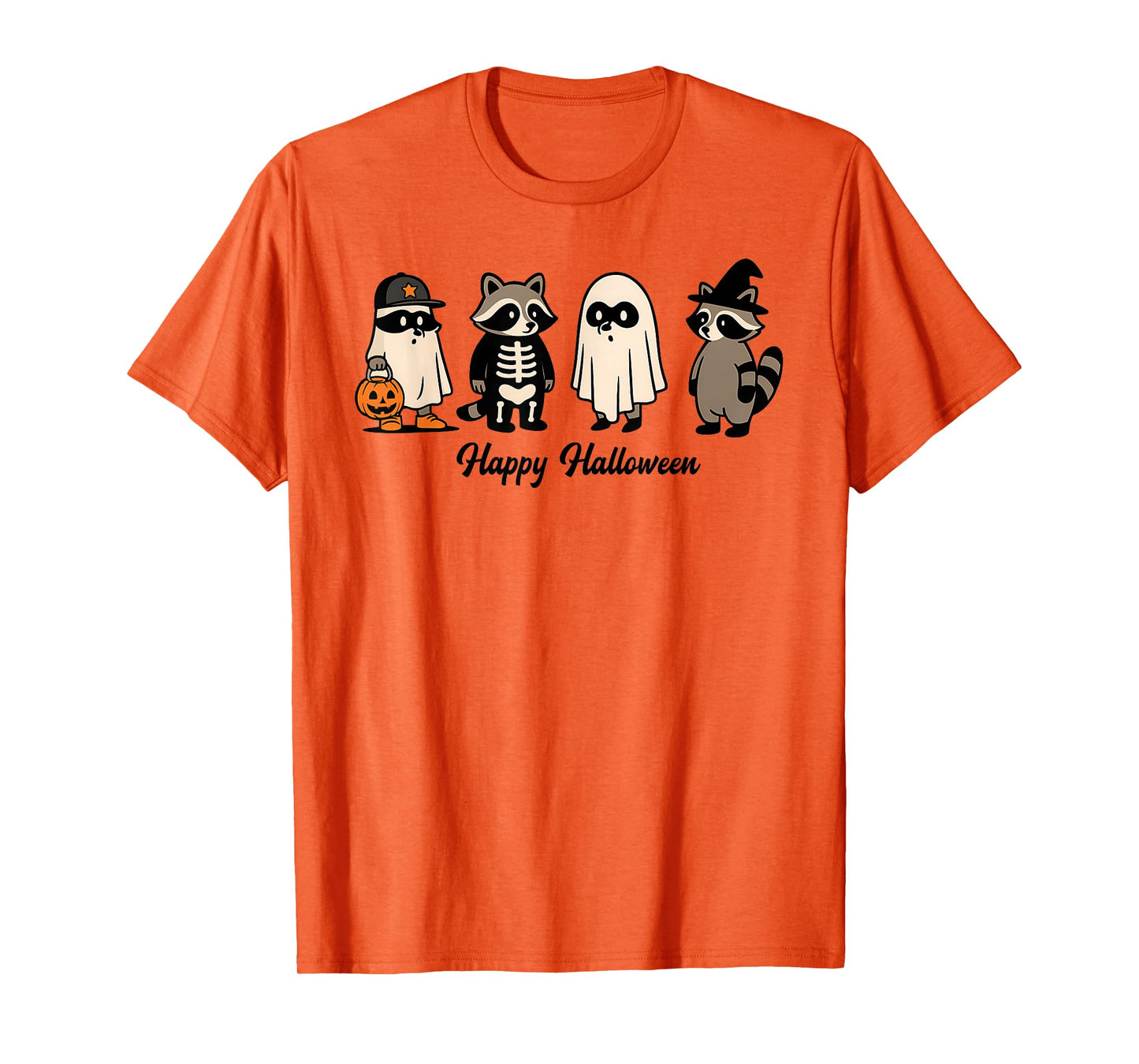 Cute Ghost Pumpkin Halloween, Funny Raccoon, Spooky Season T-Shirt