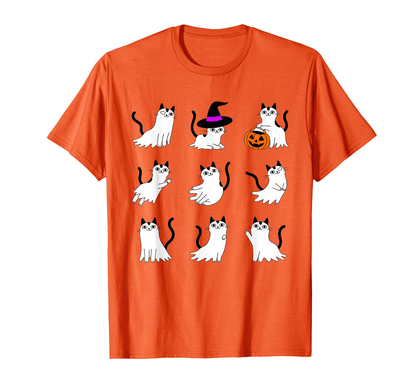 Cute Ghost Cat Funny Halloween Outfit Costumes Black Cat T-Shirt