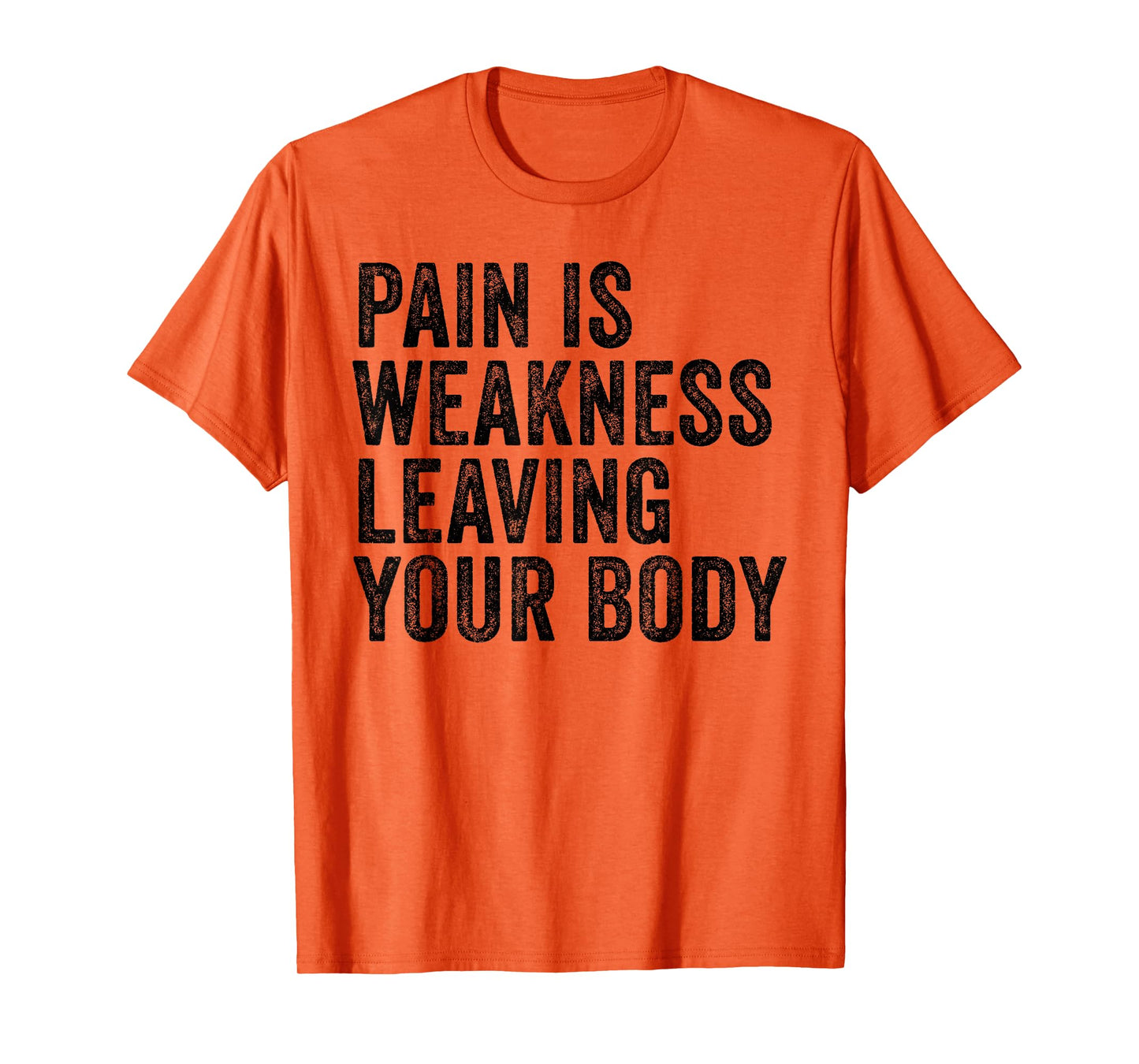Distressed Pain Is Weakness T-Shirt - Unisex Adults - Grey - Small - Modern Letter Print - Short Sleeve - Crew Neck - Pull On - Workout