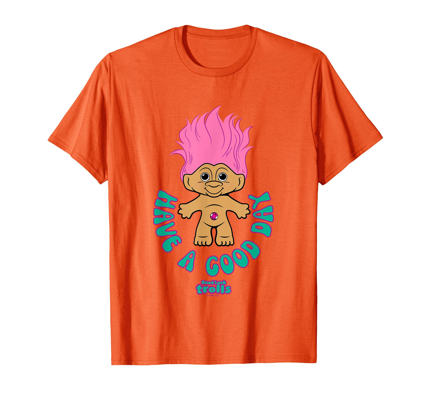 Good Luck Trolls Have A Good Day Cute Pink Troll Chest Logo T-Shirt